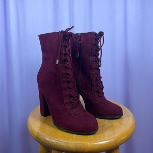 Carlos Santana Maroon Ankle Booties Women Size 7.5 Grunge Punk Dominant Edgy Y2K